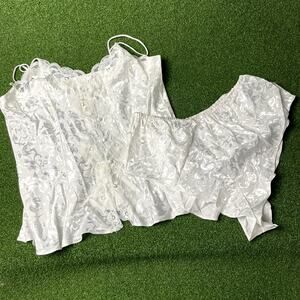 Vintage Tesoro White Floral Lace Button Front Camisole Set Lingerie Outfit  Sz L